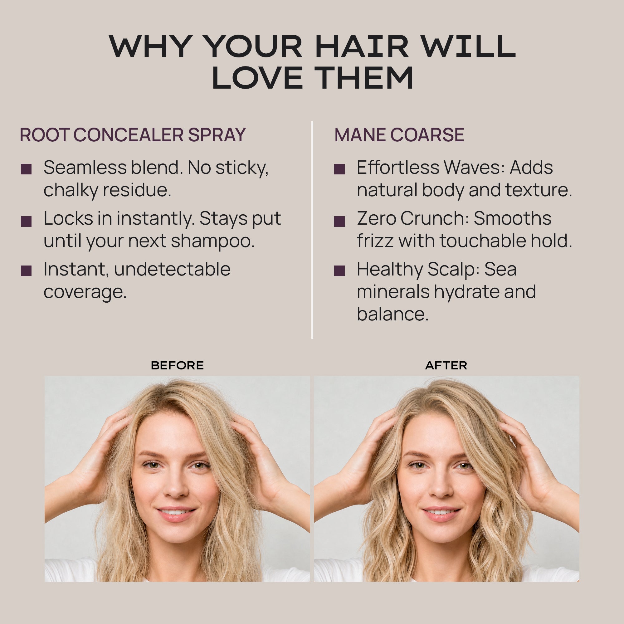 MANE COARSE™ Sea Salt Thickening Mist and Root Concealer Spray