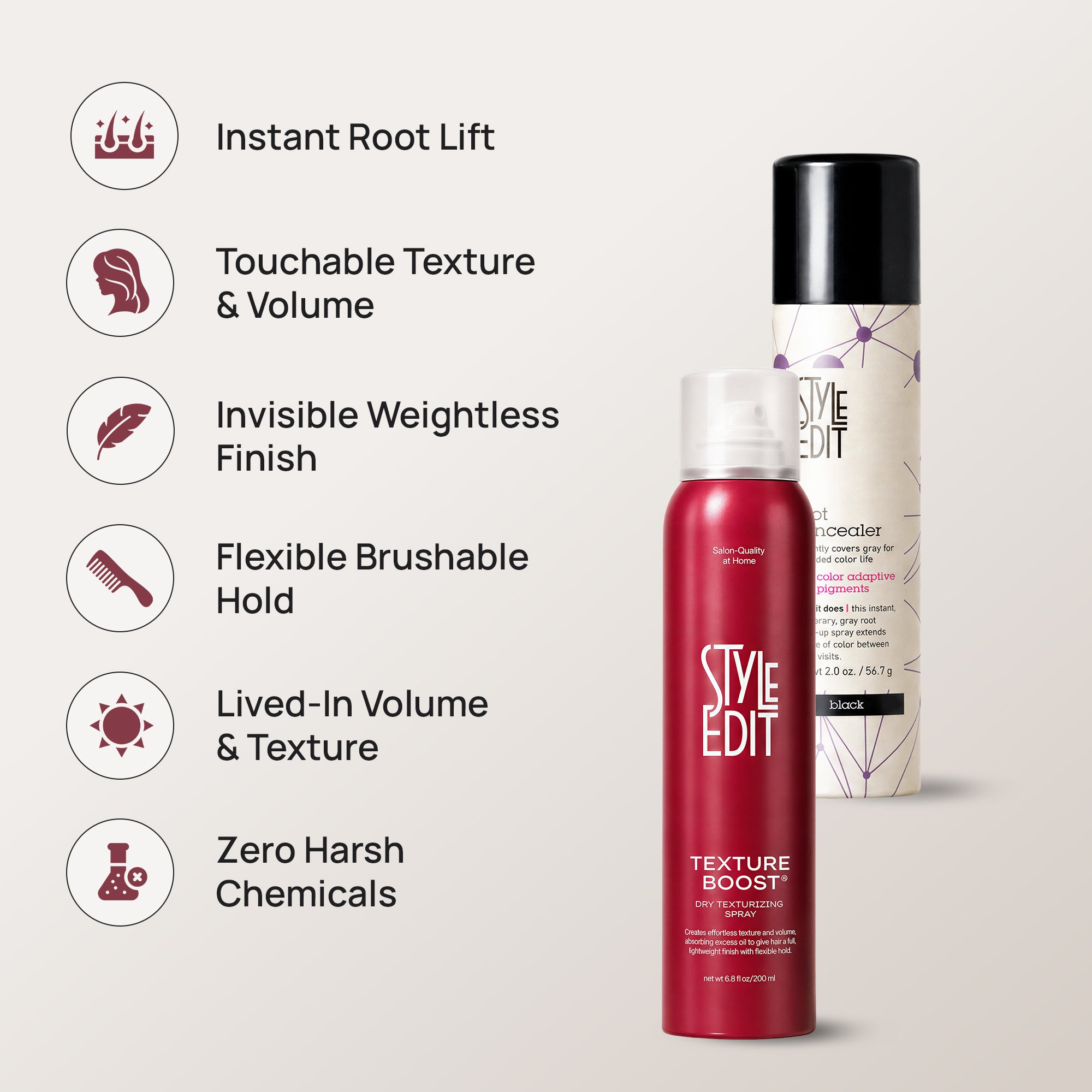 TEXTURE BOOST™ Dry Texturizing Spray and Root Concealer Spray