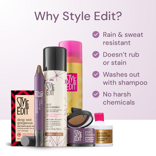 Style Edit Travel Essentials Hair Duo | Instant Gray Root Concealer for Grays and Roots Coverage