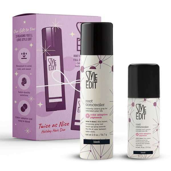 Style Edit Travel Essentials Hair Duo | Instant Gray Root Concealer for Grays and Roots Coverage